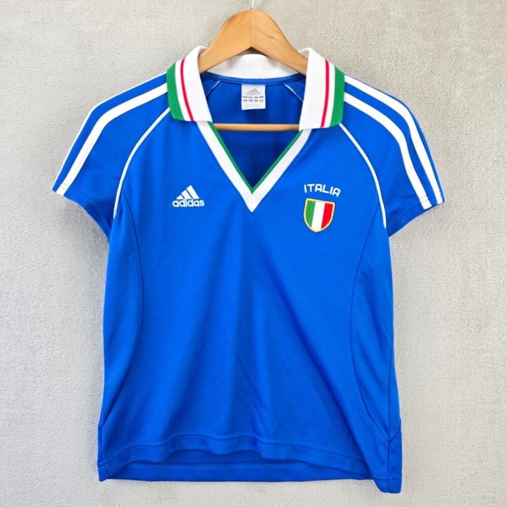 Vintage Italy Soccer Football Jersey Womens Medium Blue Adidas 7 National Team